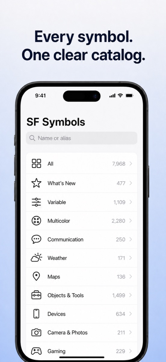 Symbol Catalog category browser